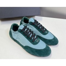 Prada women/men Collapse Re-Nylon and suede elasticized sneakers 2EG479 Fir Green 2025