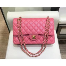 Chanel Caviar leather 1112  Classic Medium Flap Bag Dark Pink with gold hardware