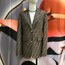 fendi brown FF jacquard fabric blazer 2024