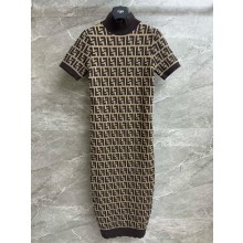 fendi Brown FF cotton dress 2024
