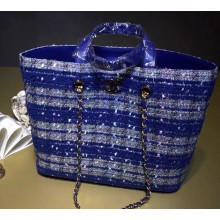 CHANEL TWEED SHOPPING TOTE BLUE