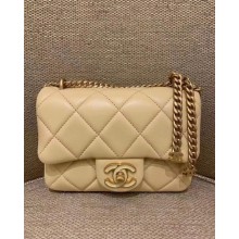 chanel Lambskin, Enamel & Gold-Tone Metal Mini Flap Bag beige AS3113 2022(original quality)