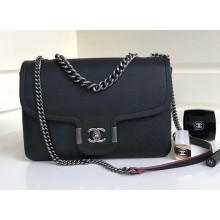 Chanel Grained Calfskin Medium Archi Chic Flap Bag Black 2018