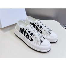 Dior White and Deep Blue Embroidered Cotton Walk'n'Dior Platform Sneaker 2024