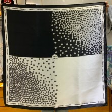 chanel silk CC printed scarf white/black 2024