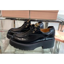 MIU MIU Laced fumé leather shoes 5E964D black 2025