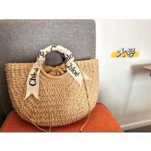 Cheap Sale Chloe woody large raffia basket bag Beige 2023