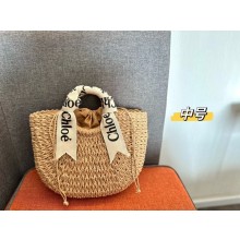 Cheap Sale Chloe woody medium raffia basket bag Beige 2023