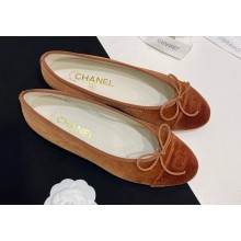 Chanel velvet Ballet flats G02819 brown 2024