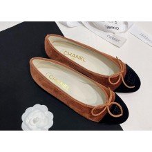 Chanel velvet Ballet flats G02819 black/brown 2024