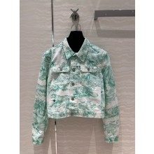 dior White and Aquamarina Cotton Denim with Toile de Jouy Sauvage MOTIF Dioriviera Jacket 2024