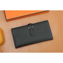 Hermes Bearn Long Wallet in Epsom leather noir with black hardware(Full Handmade)