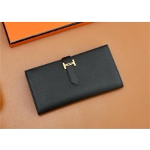 Hermes Bearn Long Wallet in Epsom leather noir 01(Full Handmade)