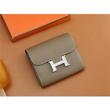 Hermes Constance Compact Wallet in Epsom leather etoupe(Full Handmade)