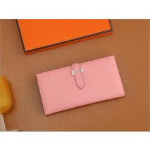Hermes Bearn Long Wallet in Epsom leather rose confetti(Full Handmade)