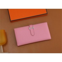 Hermes Bearn Long Wallet in Epsom leather pink(Full Handmade)