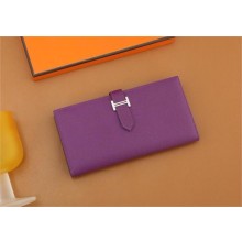 Hermes Bearn Long Wallet in Epsom leather anemone(Full Handmade)