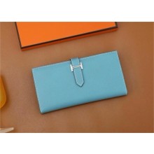 Hermes Bearn Long Wallet in Epsom leather belu du nord(Full Handmade)