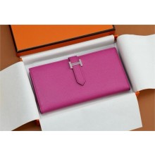 Hermes Bearn Long Wallet in Epsom leather rose pourpre(Full Handmade)