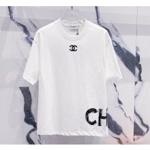 Chanel CC logo T-shirt in cotton white 2025