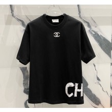 Chanel CC logo T-shirt in cotton black 2025