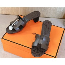 Hermes Oasis Clay Sandals Swift Box Calfskin coffee heel 5cm  2025
