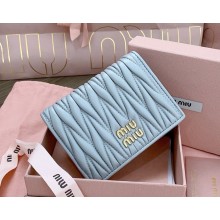 Miu Miu Small matelassé nappa leather wallet 5MV204 Pearl Gray 2024