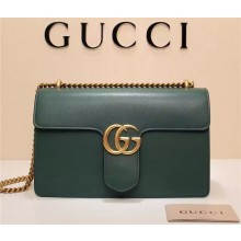 GUCCI GG MARMONT LEATHER SHOULDER BAG 431777 GREEN