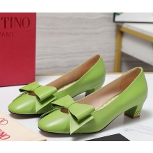 Valentino Garavani  50mm Bowow pumps calf leather green 2025