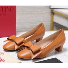 Valentino Garavani  50mm Bowow pumps calf leather brown 2025