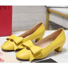 Valentino Garavani  50mm Bowow pumps calf leather yellow 2025