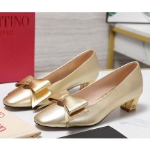 Valentino Garavani  50mm Bowow pumps calf leather gold 2025