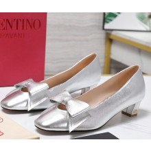 Valentino Garavani  50mm Bowow pumps calf leather silver 2025