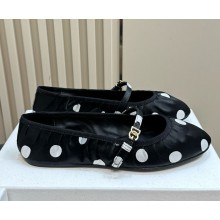 DOLCE & GABBANA silk Mary Jane ballet flats BLACK/ WHITE 2024