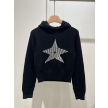 dior BLACK WOOL AND CASHMERE KNIT DiorAlps Hooded Sweater 2024
