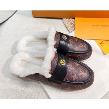 Louis Vuitton Soho Open Back mules monogram canvas with shearling brown 2024