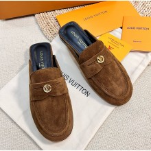 Louis Vuitton Soho Open Back mules in suede leather brown 2024