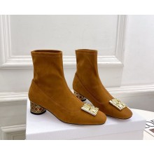 Dior Icon Heeled Ankle Boot in yellow Suede Goatskin heel 4cm 1022-2024