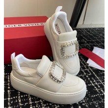 Roger Vivier Viv' Strass Buckle Sneakers in leather white 2024