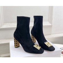 Dior Icon Heeled Ankle Boot in black Suede Goatskin heel 8cm 1022-2024