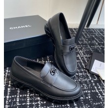 chanel  CC Logo platform leather loafer black 1022-2024