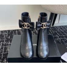 chanel calfskin CC logo ankle boots in balck 2024