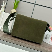 LOEWE Flamenco satchel in suede calfskin Olive 2024