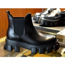 Prada Monolith brushed leather Chelsea boots 2TE174 black 2023