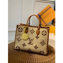 louis vuitton Monogram Raffia OnTheGo MM tote bag M57707 BROWN