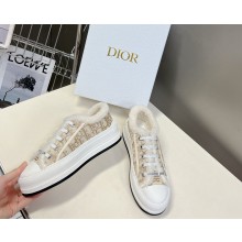 Dior Walk'n'Dior Platform Sneaker in gold Multicolor Embroidered Cotton with shearling 2024
