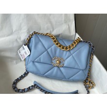 Chanel 19 Small Leather Flap Bag AS1160 sky blue 2021