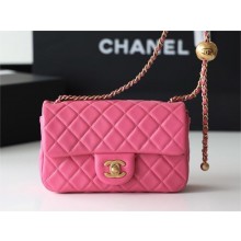chanel Gold BALL LEATHER SMALL flap bag AS1787 fuchsia(ORIGINAL QUALITY)