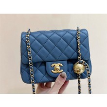 chanel Gold BALL LEATHER MINI flap bag AS1786 navy blue(ORIGINAL QUALITY)
