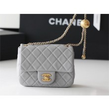 chanel Gold BALL LEATHER MINI flap bag AS1786 pale gray (ORIGINAL QUALITY)